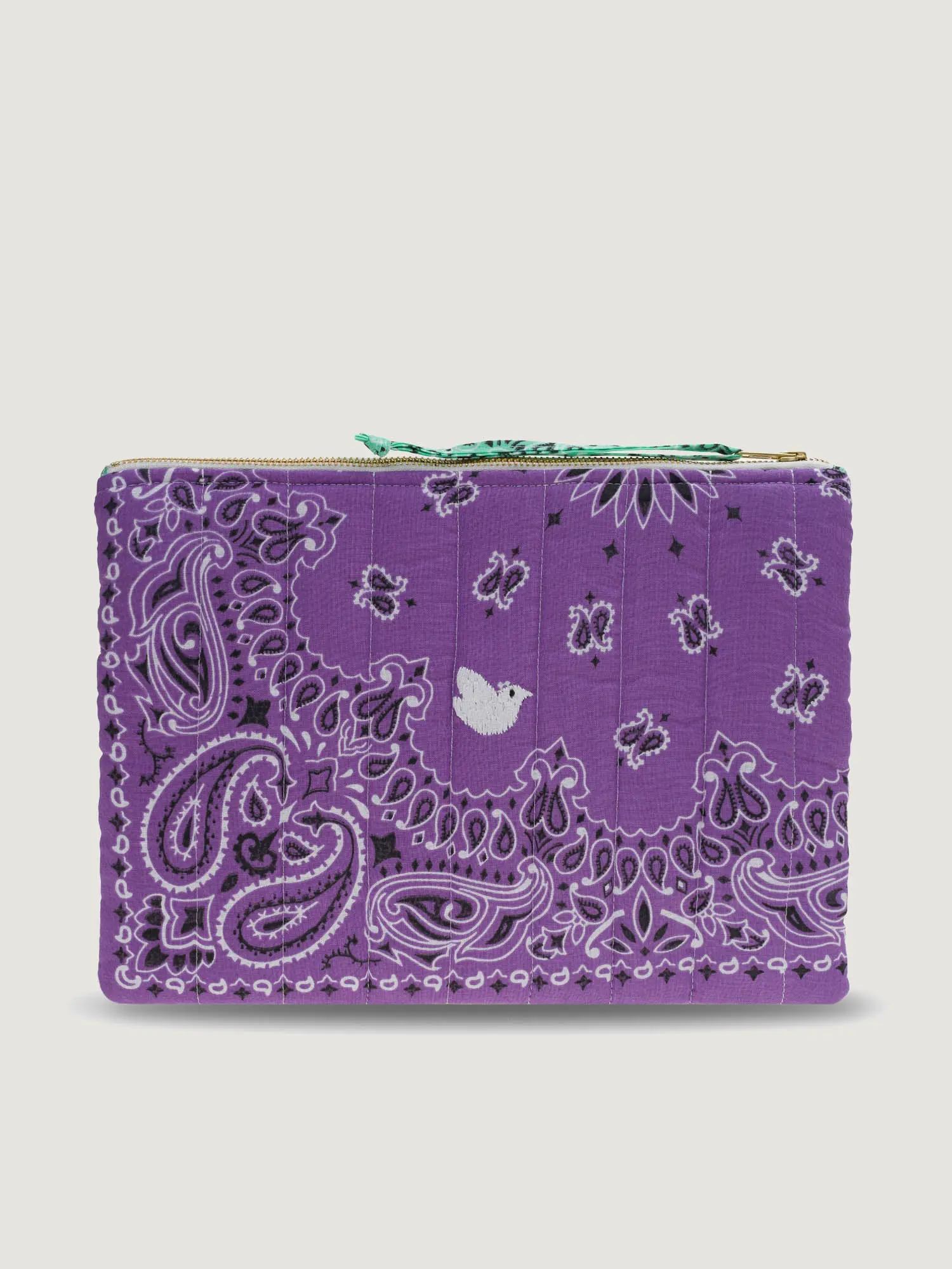 Pochette Zippée Matelassée - COLOMBE - Lilas / Mint