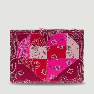 Pochette Patchwork - COEUR - Bordeaux / Fuschia