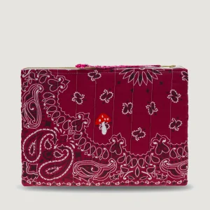 Pochette Zippée Matelassée - CHAMPIGNON - Bordeaux / Fuchsia