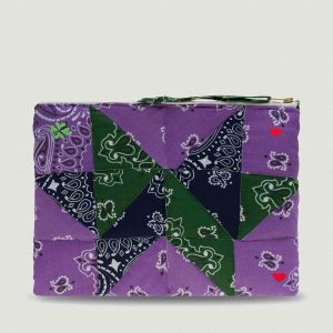 Pochette Zippée Matelassée - PATCHWORK - Lilas / Colorblock