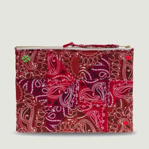 Pochette Zippée Matelassée - PATCHWORK - Vintage red / Colorblock