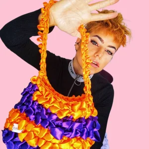 Bubble Bag - Sac à main satin crocheté femme