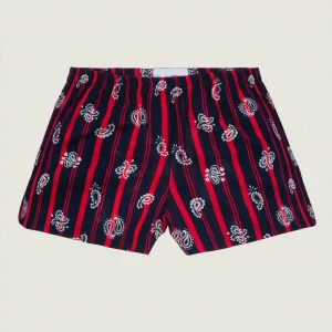 Short Rayé - PAISLEY - Navy / Real Red