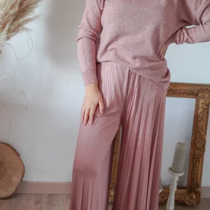 -40% Pantalon fluide rose