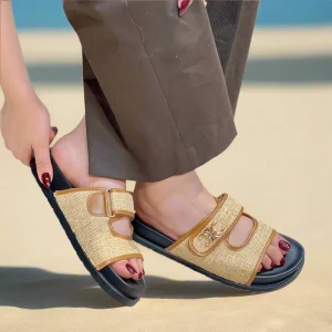 Mules Ouverts en Toile Naturelle avec Semelle Confort