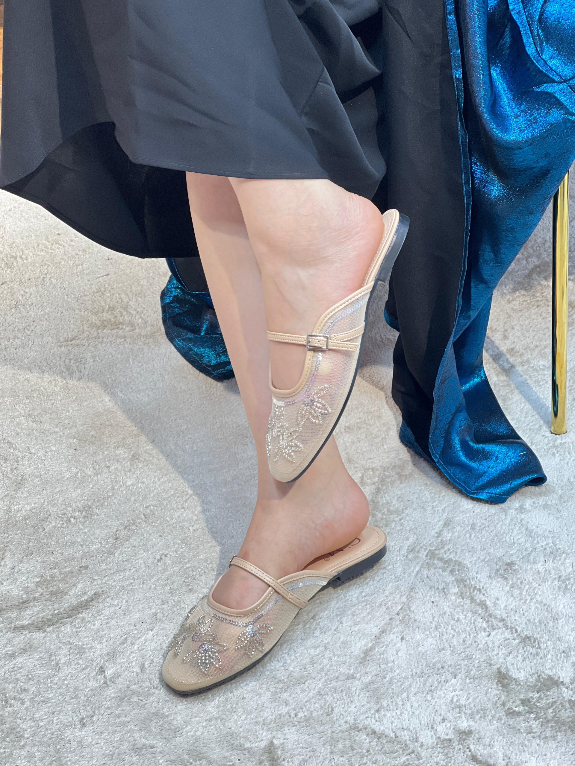 Babouche plates matière résille strassé – Image 7