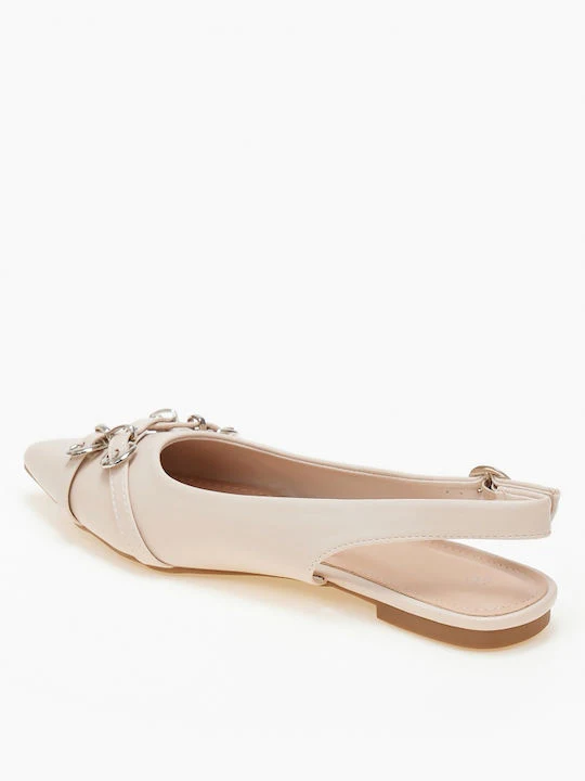 Ballerine à bride arrière beiges décorées de brides – Image 3