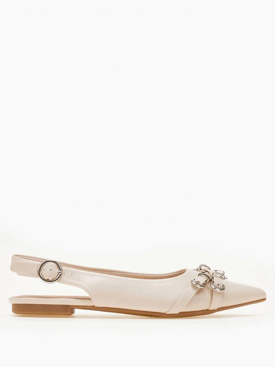 Ballerine à bride arrière beiges décorées de brides – Image 4