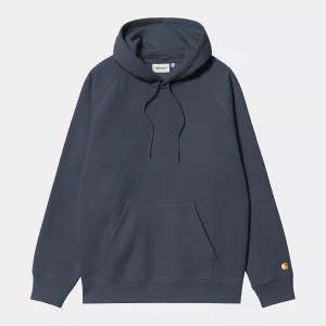 CARHARTT HOODED SWEATSHIRT DUSKY BLUE/GOLD