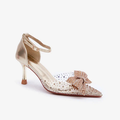 Escarpins à talons hauts transparentes avec nœud brillan – Image 6