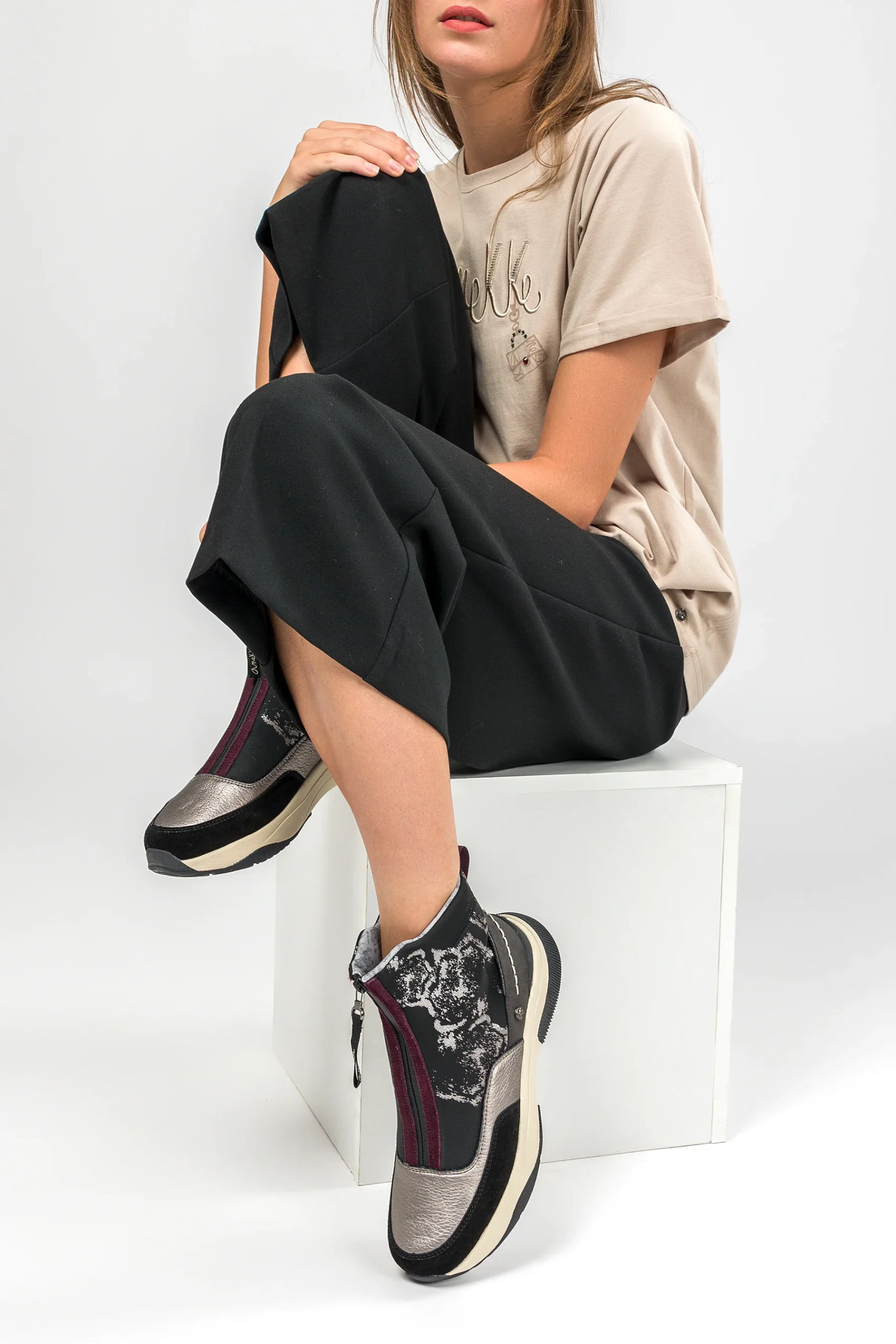 Baskets montantes noir métallique