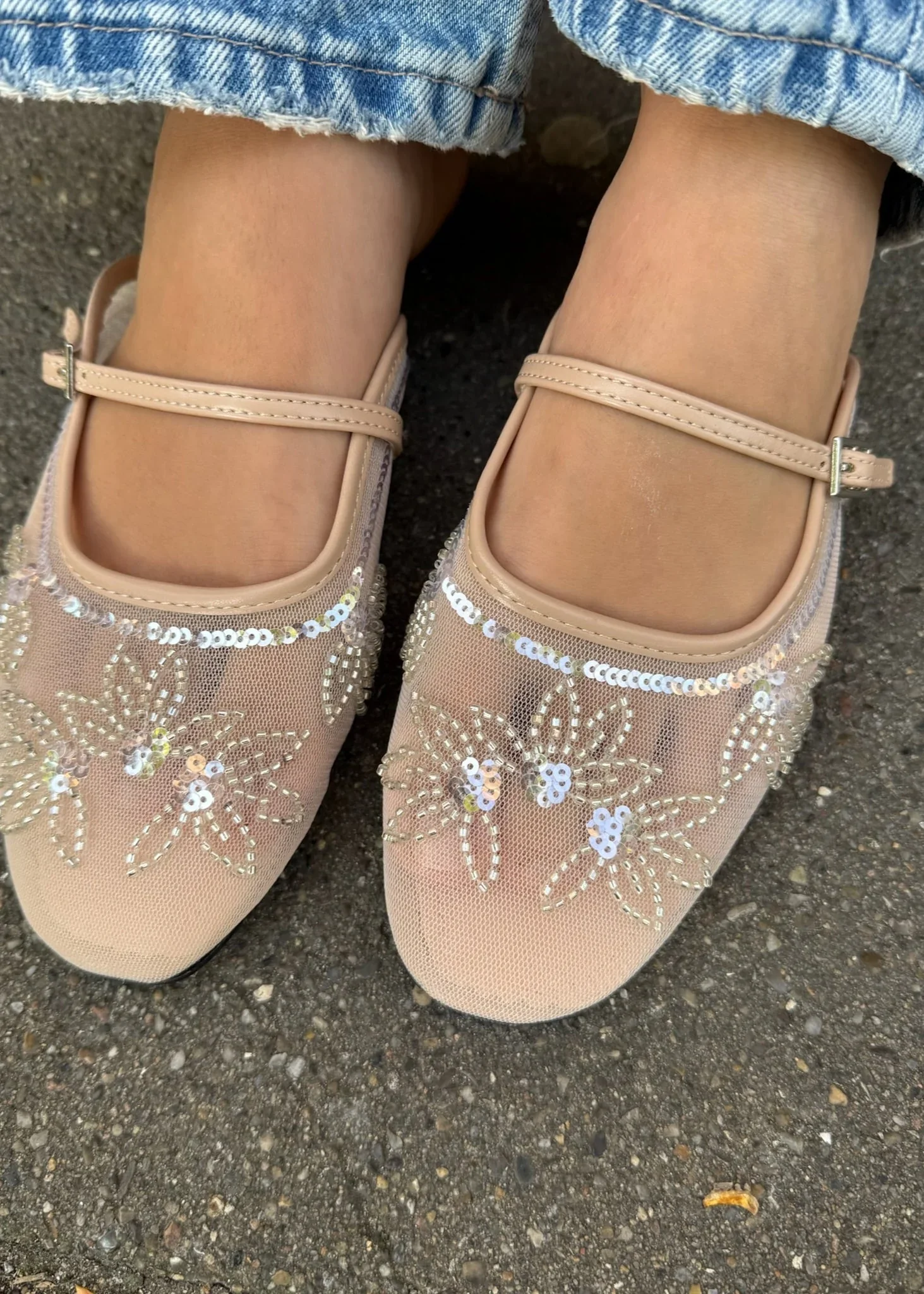 Babouche plates matière résille strassé – Image 8