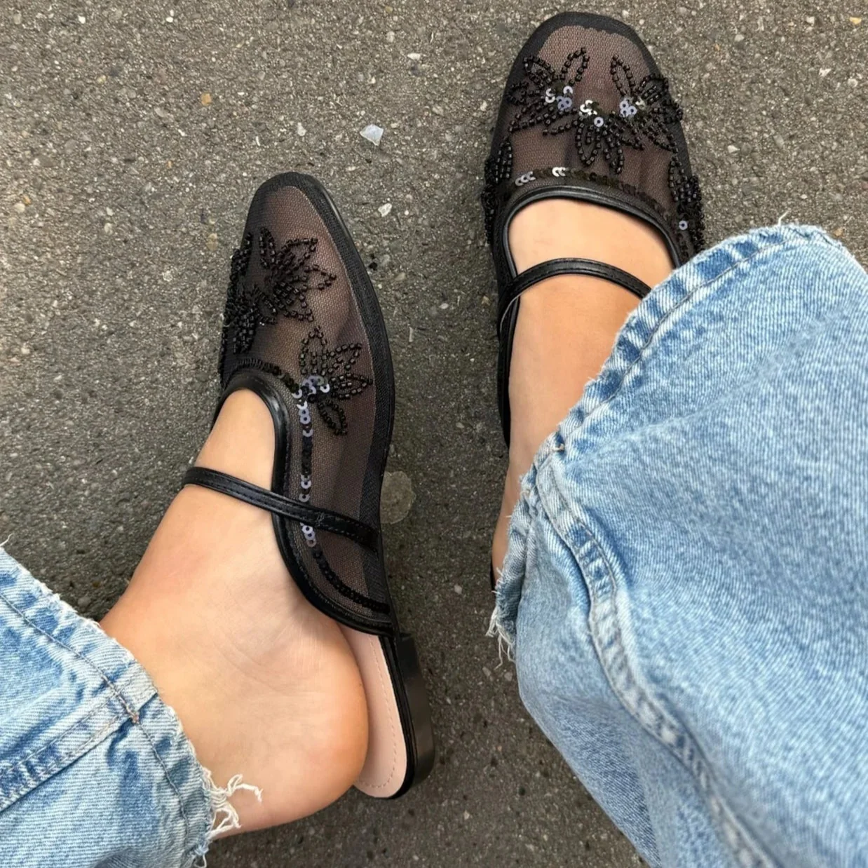 Babouche plates matière résille strassé – Image 3