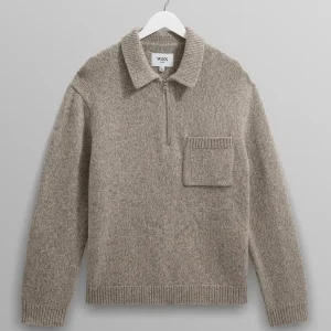 Wax London - Lennox Zip Polo Maille coton-cachemire zippée pour homme